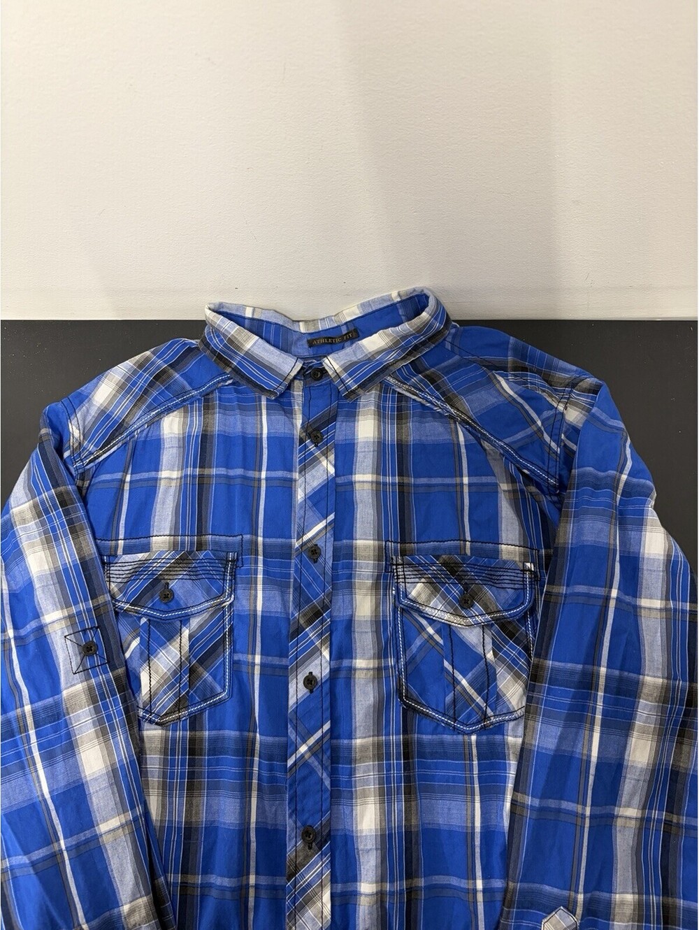 Western Long Sleeve Blue Plaid Button-Down Shirt By Helix Men’s Size XXL